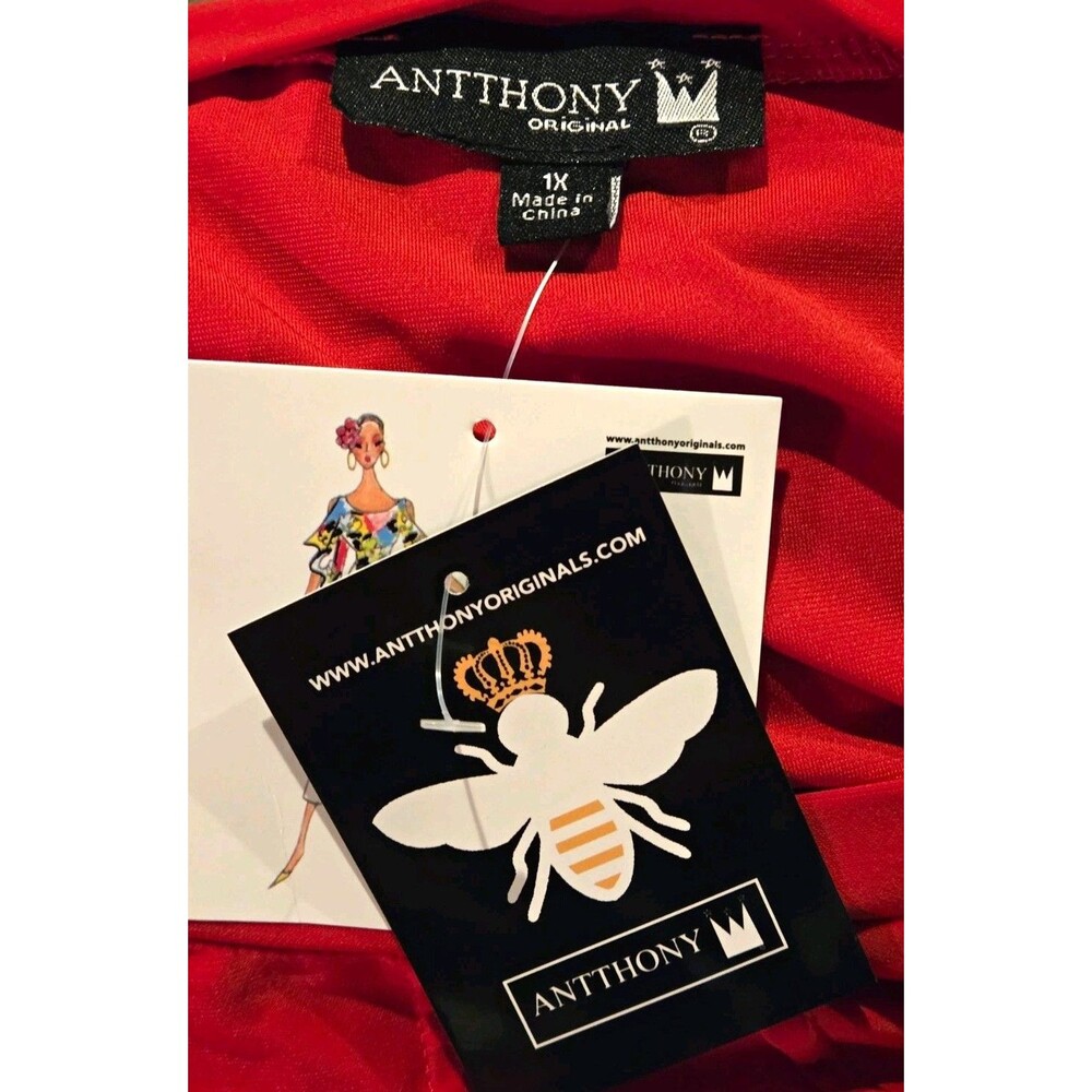 Antthony Original Red Pleated Crewneck Tunic Blouse NWT - Size 1X